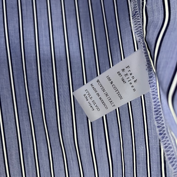 Frank & Eileen Silvio Stripe Blue Striped Button Down Shirt Front Pocket - Picture 4 of 6